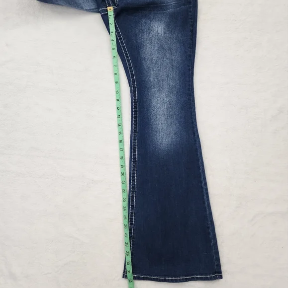 WESTFIELD EAGLE Womens Mid Rise Boot Cut Jeans Western Embroidered Rhinestone 13 - Picture 13 of 14